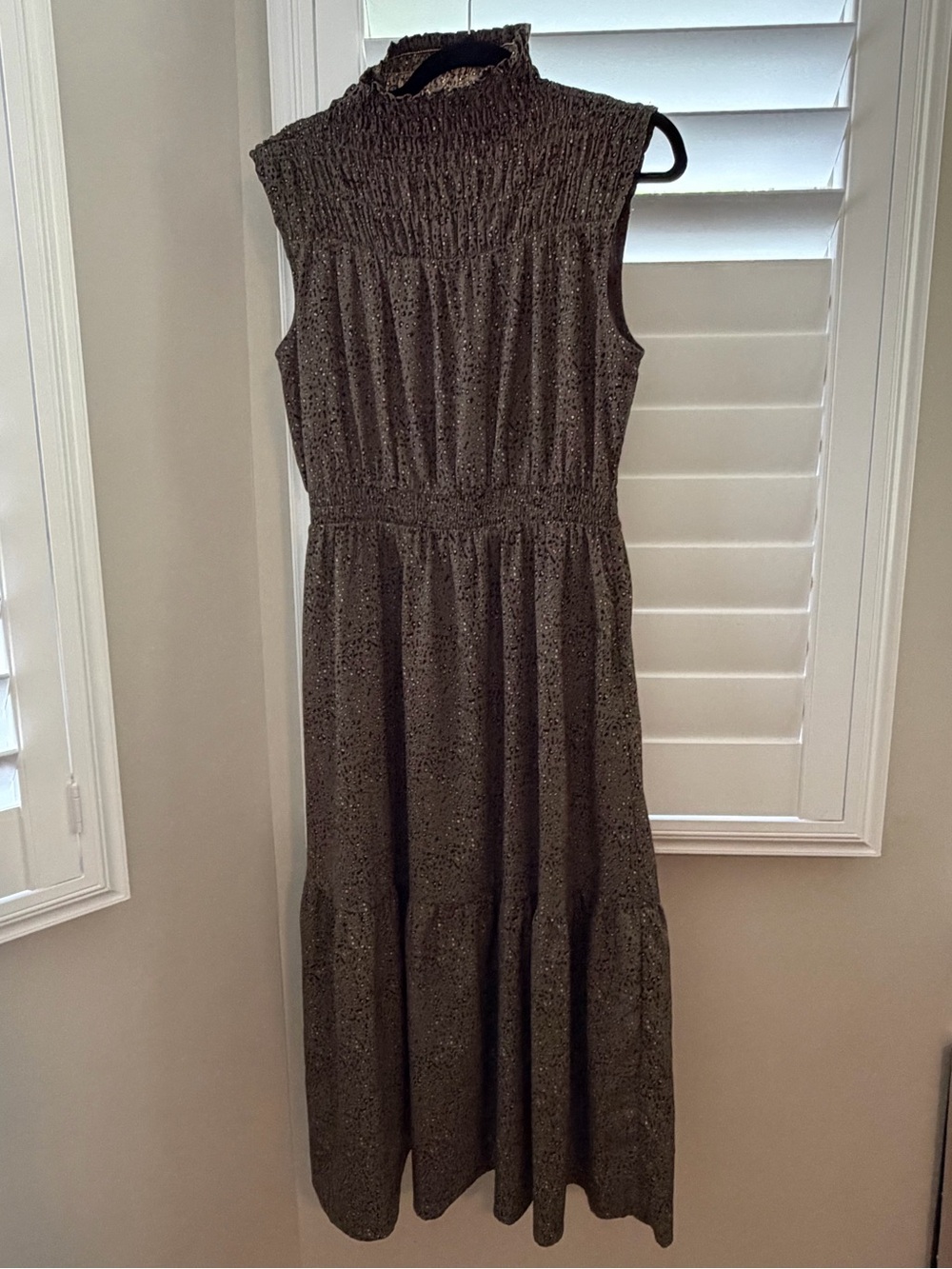 Sleeveless High-Neck Smocked Maxi Dress